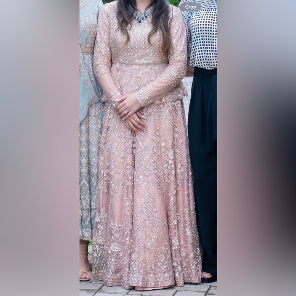 Heavily embroidered pink/gold Lehenga